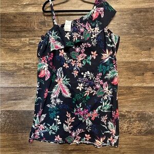 Nordstrom Rack One Shoulder Floral Dress Navy Pink Floral Size 1X
